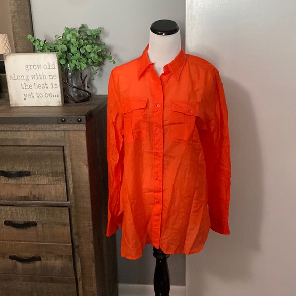 Lauren Ralph Lauren silk blend Button up Blouse M - Picture 1 of 9
